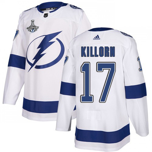 Men Adidas Tampa Bay Lightning #17 Alex Killorn White Road Authentic 2020 Stanley Cup Champions Stitched NHL Jersey->tampa bay lightning->NHL Jersey